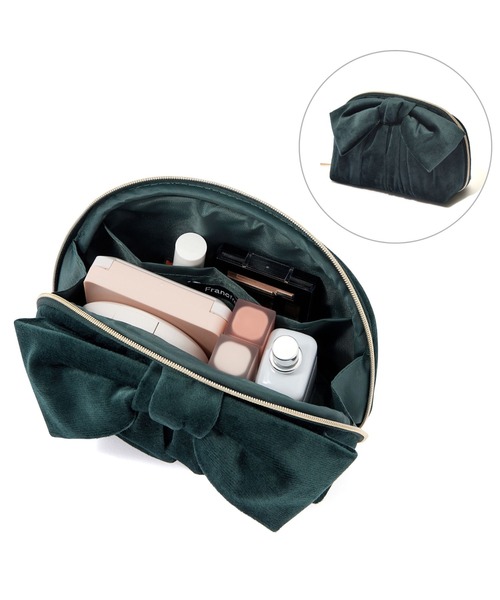 Francfranc（フランフラン） ポーチ ベロアリボン ポーチ S グリーン