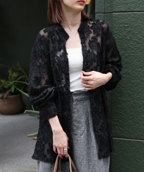 sakishimatokyo ブラウス シャツ ジャガードフラワーブラウス / シアー