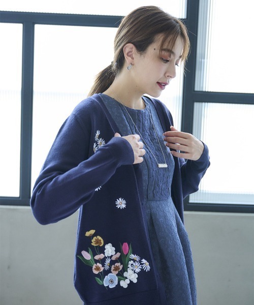 Chesty（チェスティ） カーディガン エンブロイダリーカーディガン