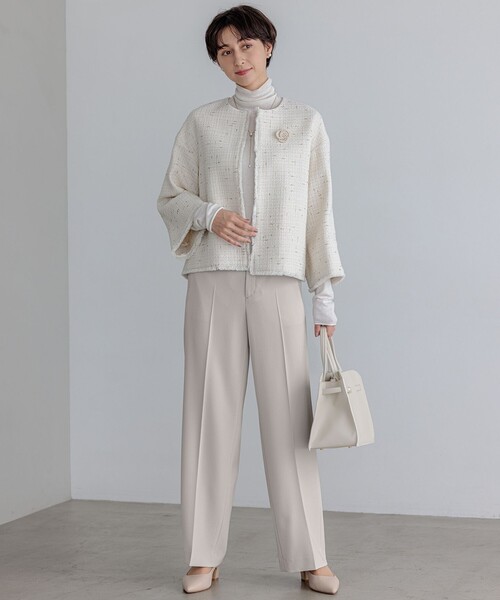 ジャケット ノーカラージャケット GIOLICA ノーカラー ツイード