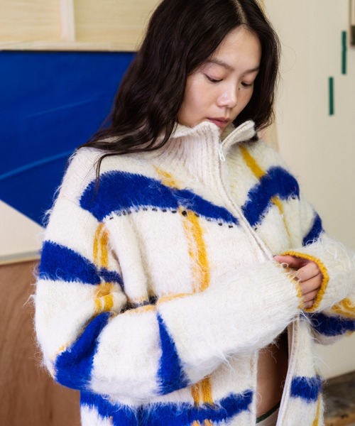 PAMM（パム） ニット セーター 透明な空気のチェックジップニット