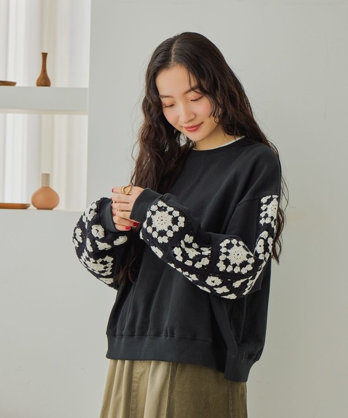 niko and…（ニコアンド） トレーナー スウェット クロシェコンビプル