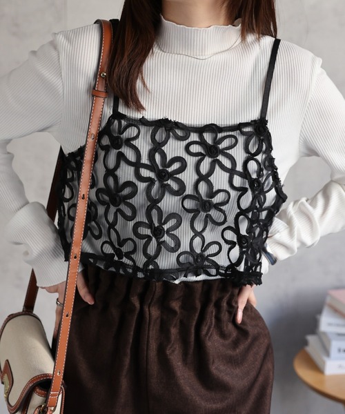 sakishimatokyo キャミソール 「前後2WAY」チュールコード刺繍ビスチェ