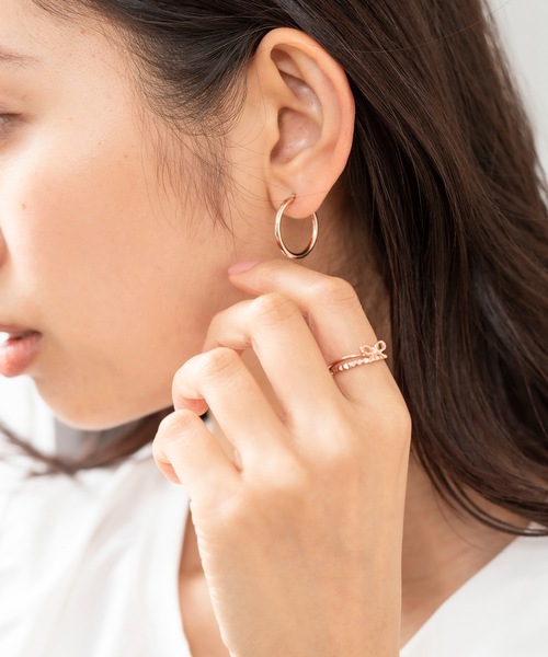 ESTELLE（エステール） ピアス K18 ピンクゴールド フープピアス(L
