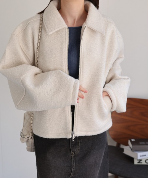 sakishimatokyo ブルゾン アウター ブークレステンカラー ダブルジップ