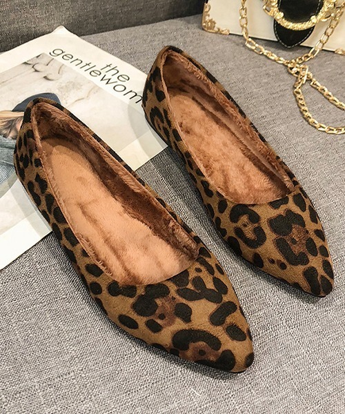 c.u.l パンプス 裏ボア ぬくぬく レオパード フラットシューズ culs100