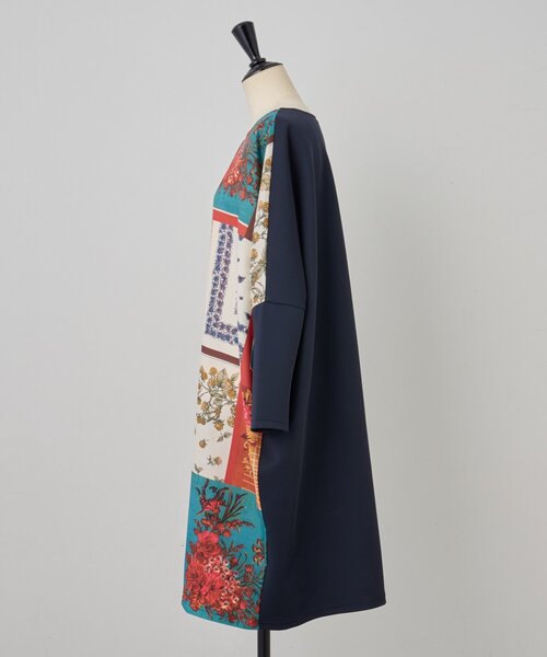 BEARDSLEY（ビアズリー） ワンピース スカーフパッチワークプリント