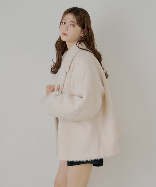 Chico（チコ） コート アウター 金ボタンシャギーミディジャケット