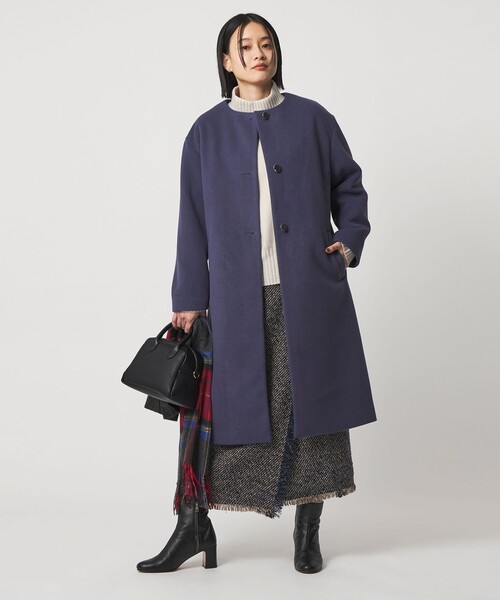 A DAY IN THE LIFE ノーカラーコート コート ニットモッサ ノーカラー