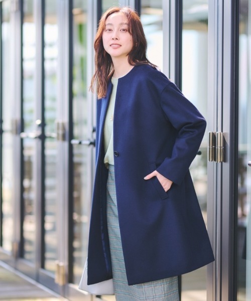 UNTITLED（アンタイトル） ノーカラーコート コート 「ゆったり/軽やか