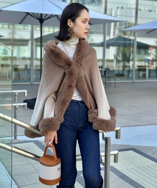 deux amour ポンチョ グラデーションフリルポンチョ レディース