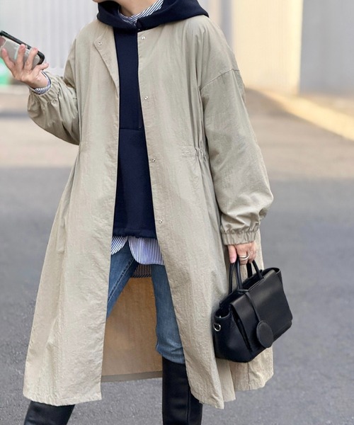 コート アウター ヘリンボーン柄 ダブルブレストコート レディース