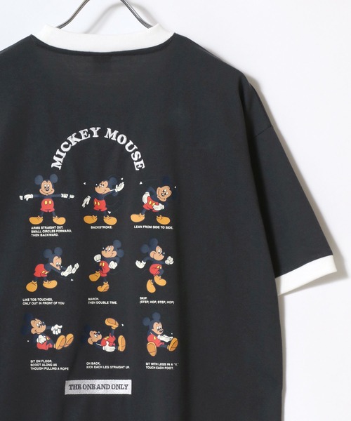 Disney（ディズニー） tシャツ ミッキー ビンテージプリント ラグラン