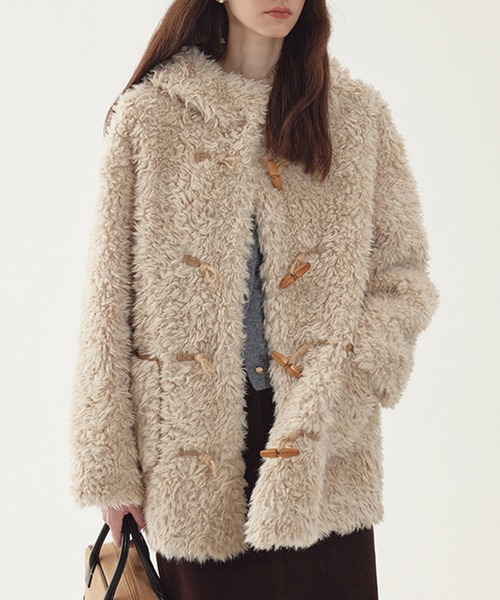 ダッフルコート コート フード付き トグルボタン ファーコート