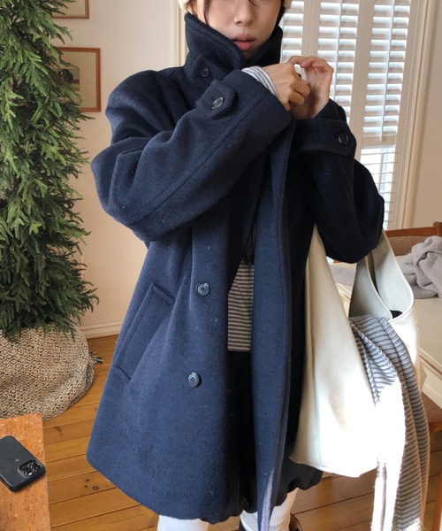 FAVORITO ピーコート pコート ダブルブレストメルトンジャケット