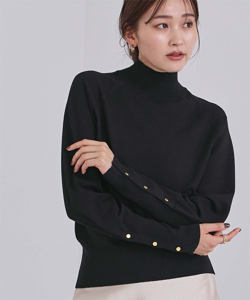 ur's（ユアーズ） ニット セーター ハイネックゴールド釦ラグラン