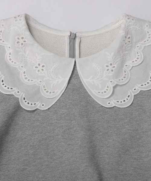 Fit more（フィットモア） レース衿裾ドッキングスウェット レディース