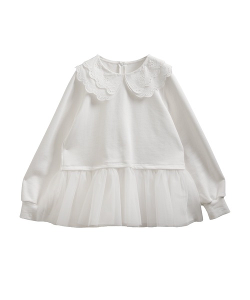 Fit more（フィットモア） レース衿裾ドッキングスウェット レディース