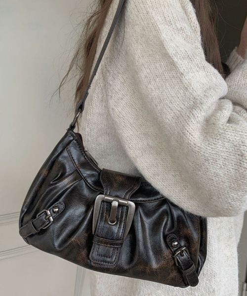 ショルダーバッグ バッグ バックルデザイン PUショルダーバッグ Y2K