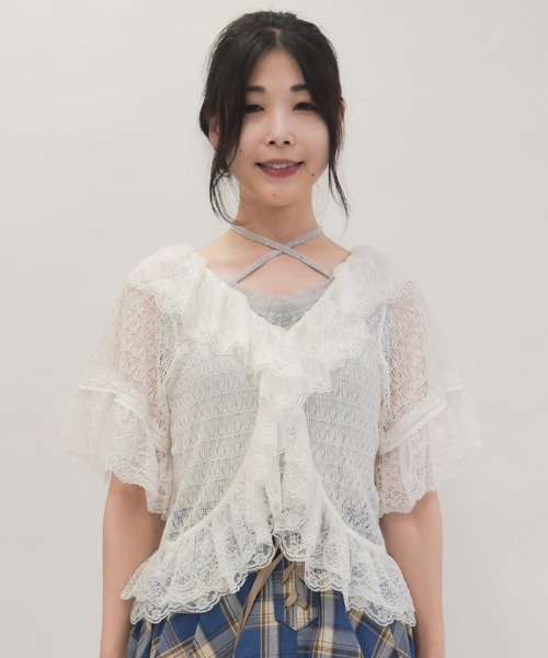 axes femme（アクシーズ ファム） カーディガン レースフリルボレロ風