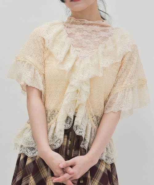 axes femme（アクシーズ ファム） カーディガン レースフリルボレロ風