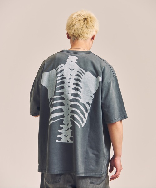 VANSON（バンソン） tシャツ VANSON-SKELTON BONES-Pigment Dyed Tee
