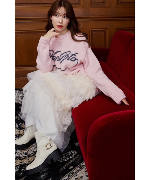 Her lip to ニット セーター Loved one Logo Jacquard Knit レディース