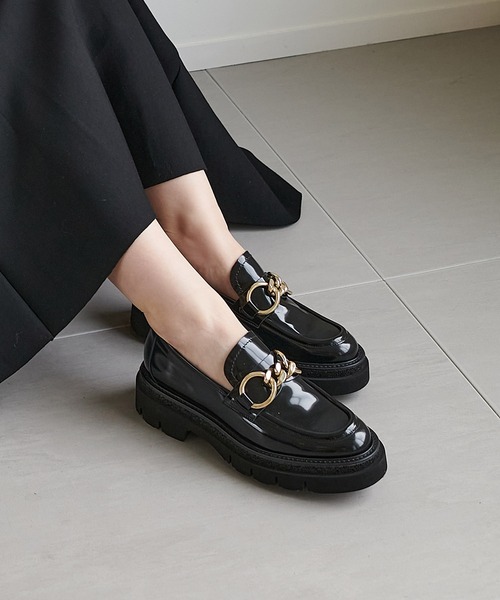 Luca Grossi（ルカグロッシ） ローファー カーフガラスレザー×EVA厚底