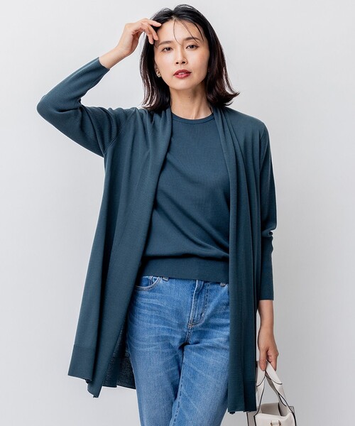 カーディガン 「洗える」サステナブルウール ショールカラー