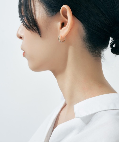 Jewel closet by L&Co. ピアス プラチナ/K18 コンビ カラー フープ