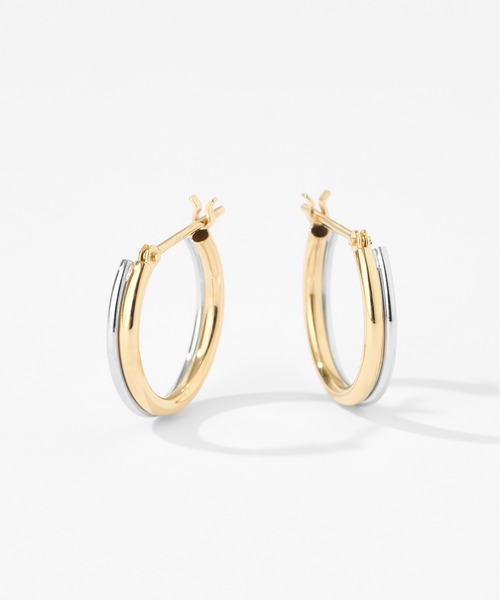 Jewel closet by L&Co. ピアス プラチナ/K18 コンビ カラー フープ