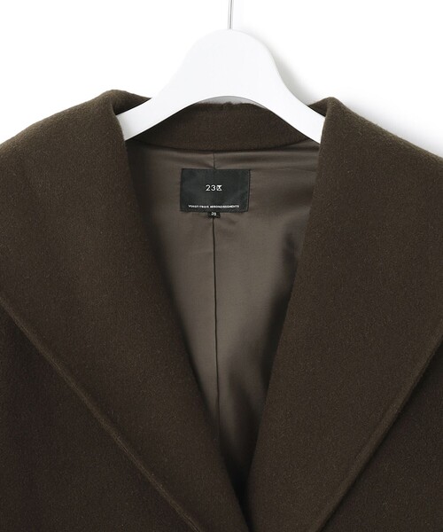 コート アウター ウールリバー フード付き ミドル丈コート レディース