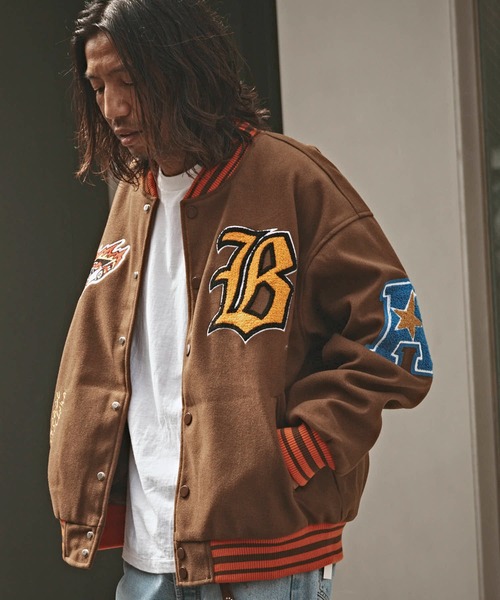 ALL RUNS スタジャン フェイクメルトン サガラワッペンスタジャン