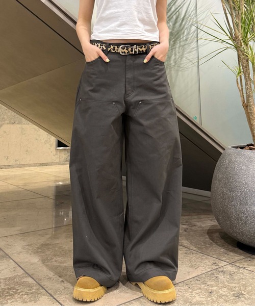 パンツ 星スタッズダブルニーツイルパンツ レディース メンズ