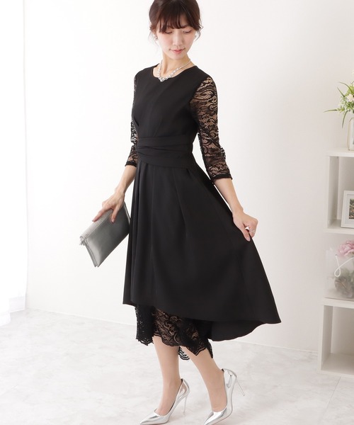 Lace Ladies（レースレディース） ワンピース 裾レース ウエスト絞り
