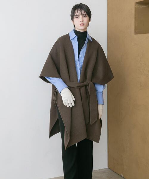 LANVIN en Bleu 「LANVIN Bleu」 ニットポンチョ 38 キャメル