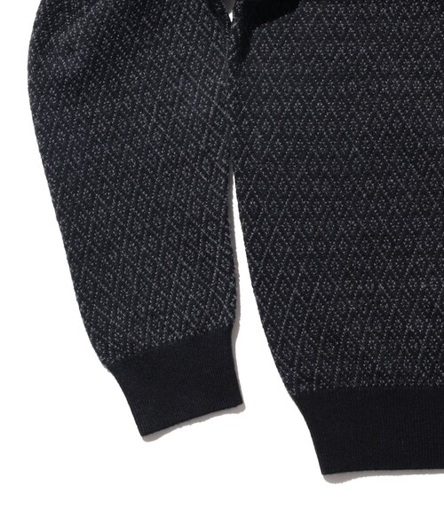 BEAMS+（ビームスプラス） ポロシャツ ダイヤモンド パターン ニット