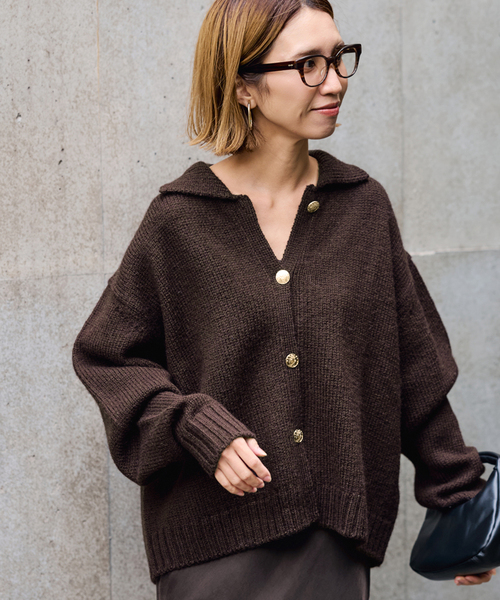 FRAMeWORK（フレームワーク） カーディガン 「追加」メタルボタン衿