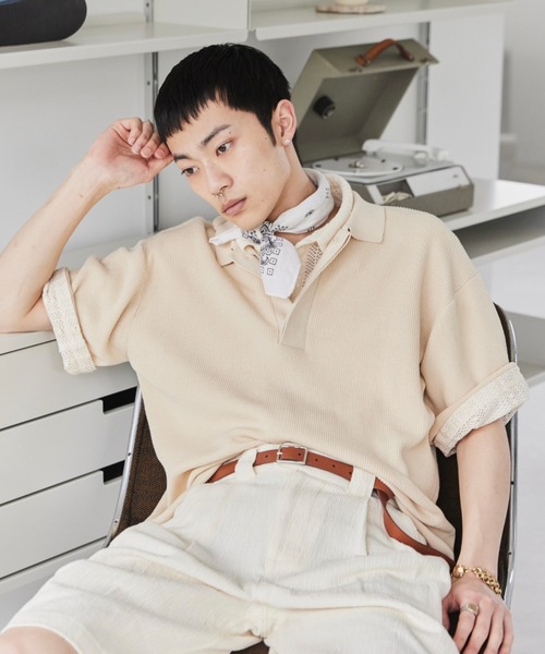 soerte ポロシャツ Loose knit polo shirt /ルーズニットポロシャツ