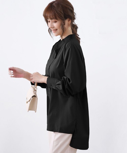 ブラウス シャツ スタンドカラーとろみシャツ レディース : ZOZOTOWN