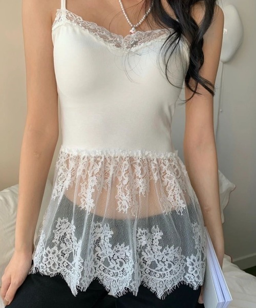 LADY LIKE（レディライク） キャミソール レース切替えパット付き