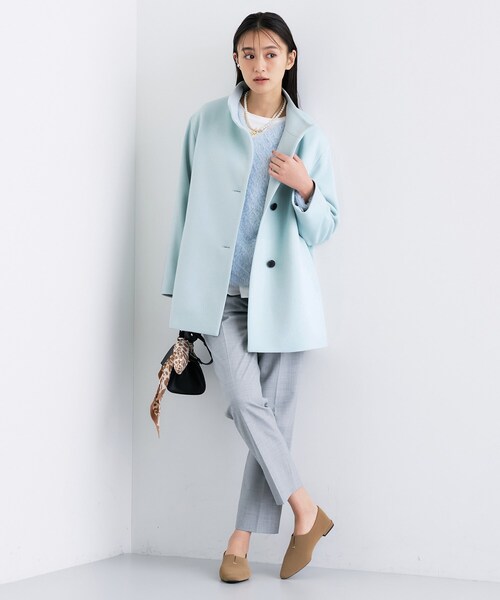 美品 ハリスワーフロンドン レディース ノーカラー コート アウター