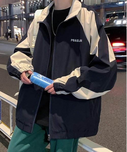 NEW GENTLEMAN ナイロンジャケット グレミオ 配色 ビッグブルゾン