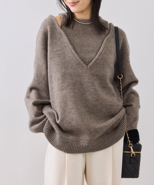 VIS（ビス） ニット セーター 「WEB限定」アンサンブル風Vネックニット
