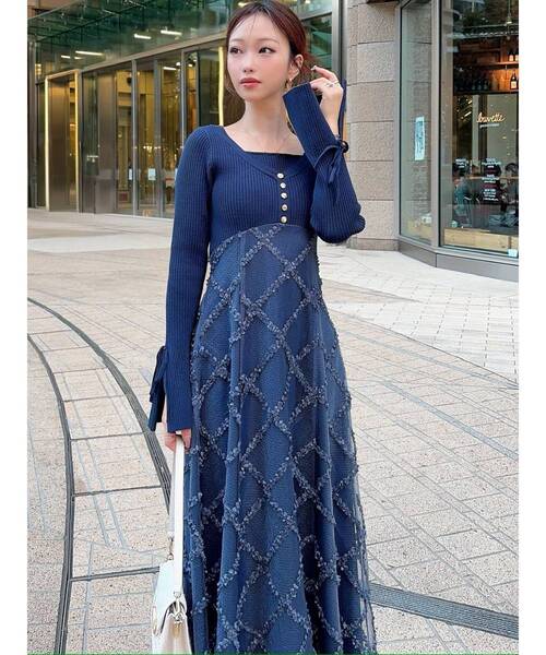 RESEXXY（リゼクシー） ワンピース ドッキングニットフレアワンピース