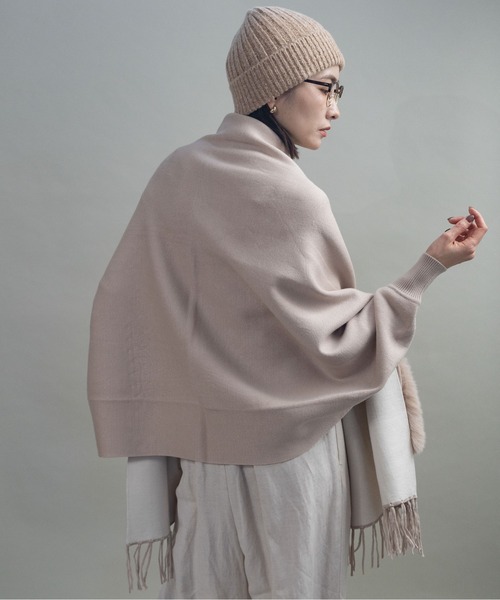 カーディガン ファーポケット ケープニットカーデ レディース