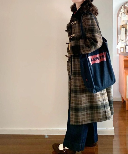 ダッフルコート コート チェック柄ダッフルコート レディース