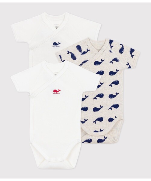 PETIT BATEAU（プチバトー） ベビー肌着 半袖あわせボディ3枚組