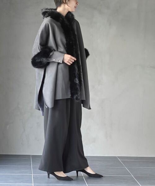 r・p・s（アールピーエス） ポンチョ フェイクファーポンチョコート