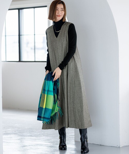 ワンピース ラメミックスツイード Vネックワンピース : ZOZOTOWN Yahoo